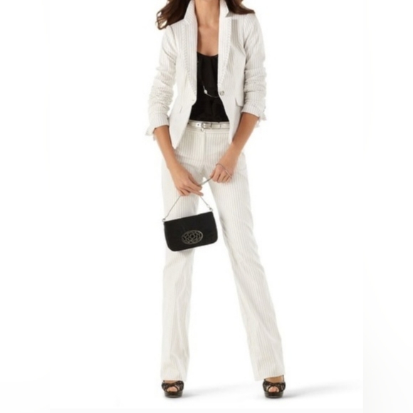 White House Black Market Women's Pinstripe Blazer Set Black & White Classic - Picture 12 of 14